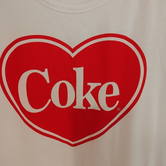 Coke White Cascading Ruffles Knit Tank Top Red Heart - Picture 2 of 7